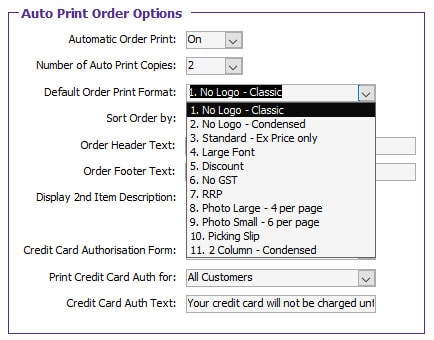Auto Print Options